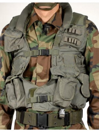 Tactical vest con inserti camoscio verde
