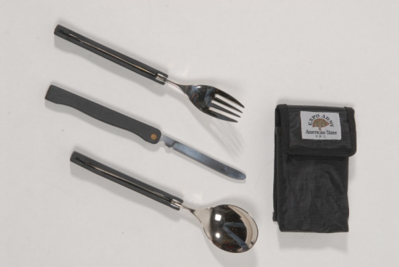 Set Posate Pieghevoli Da Viaggio In Acciaio Inox – Forchetta, Coltello, Cucchiaio Con Custodia In Neoprene