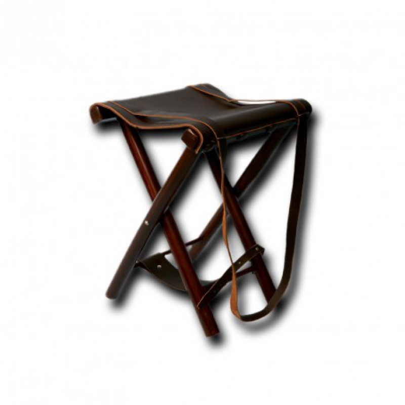 Sediolino in pelle e legno marrone