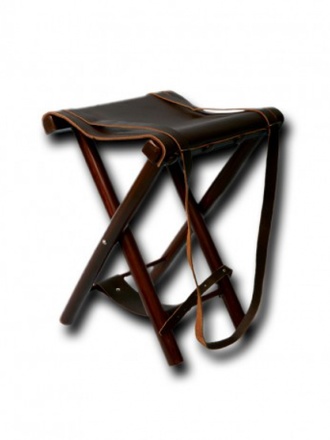Sediolino in pelle e legno marrone