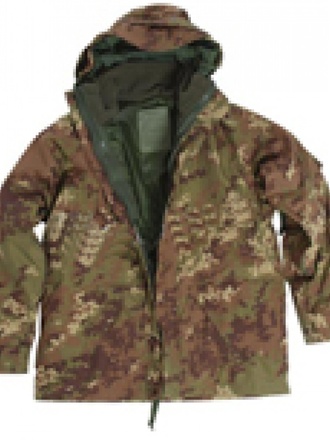 Parka impermeabile traspirante 3 strati con pile mimetico