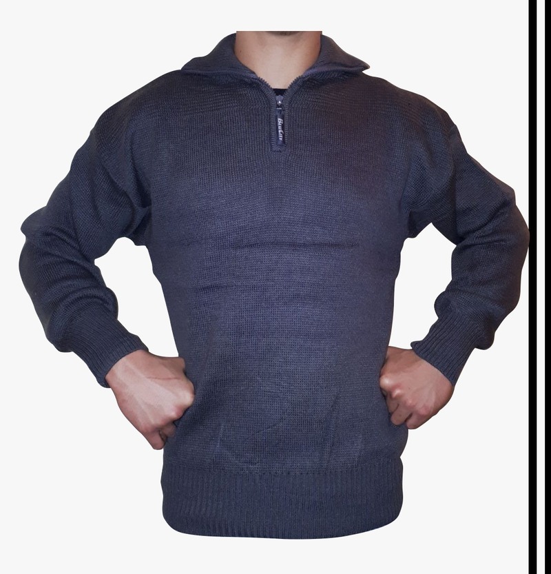 Maglione con zip misto lana grigio scuro 