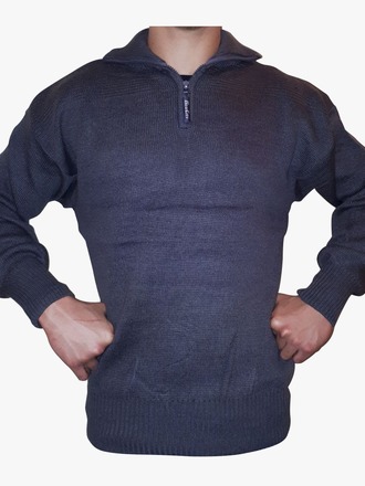 Maglione con zip misto lana grigio scuro 