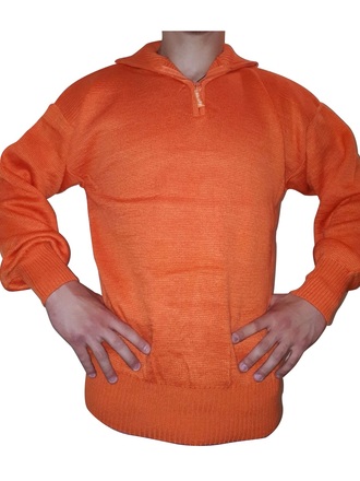 Maglione con zip misto lana arancio