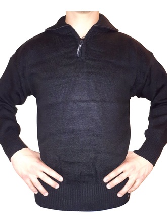 Maglione con zip misto lana nero