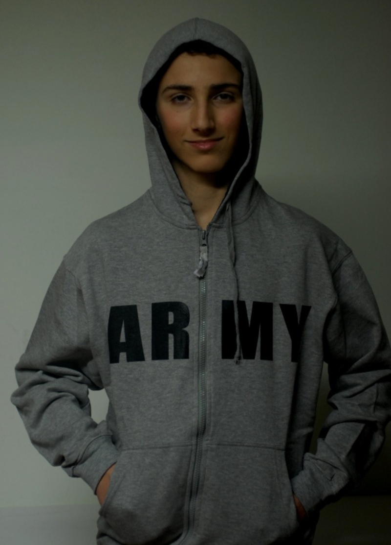 Felpa Army con cappuccio e zip
