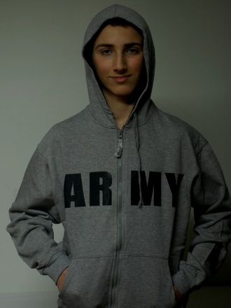 Felpa Army con cappuccio e zip
