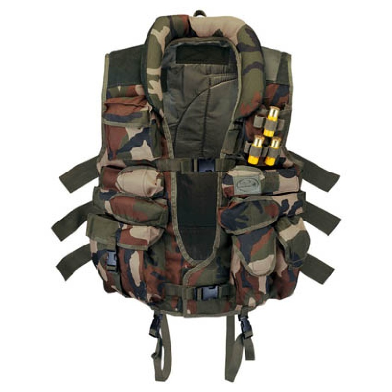 Tactical vest con inserti in camoscio woodland